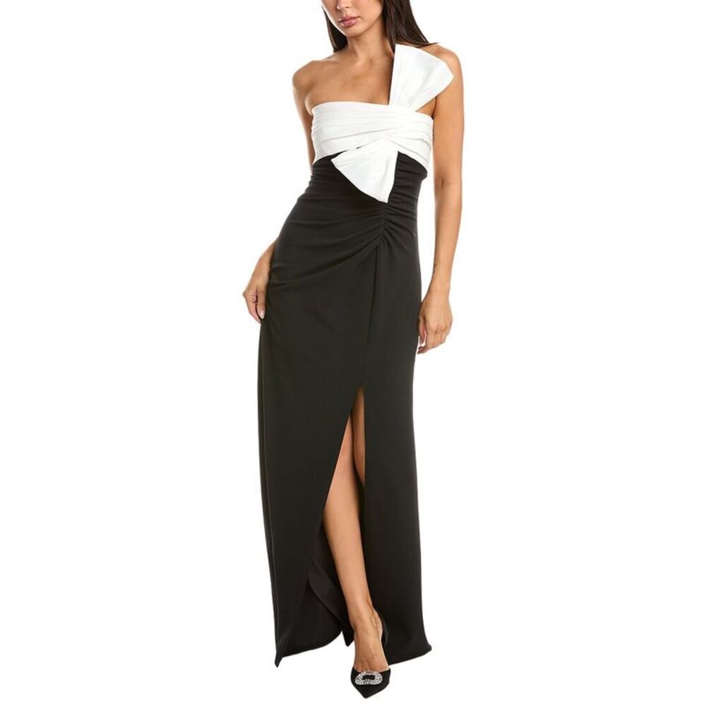 Tadashi Shoji Womens  Kaliko Twist Bow Gown, Black
